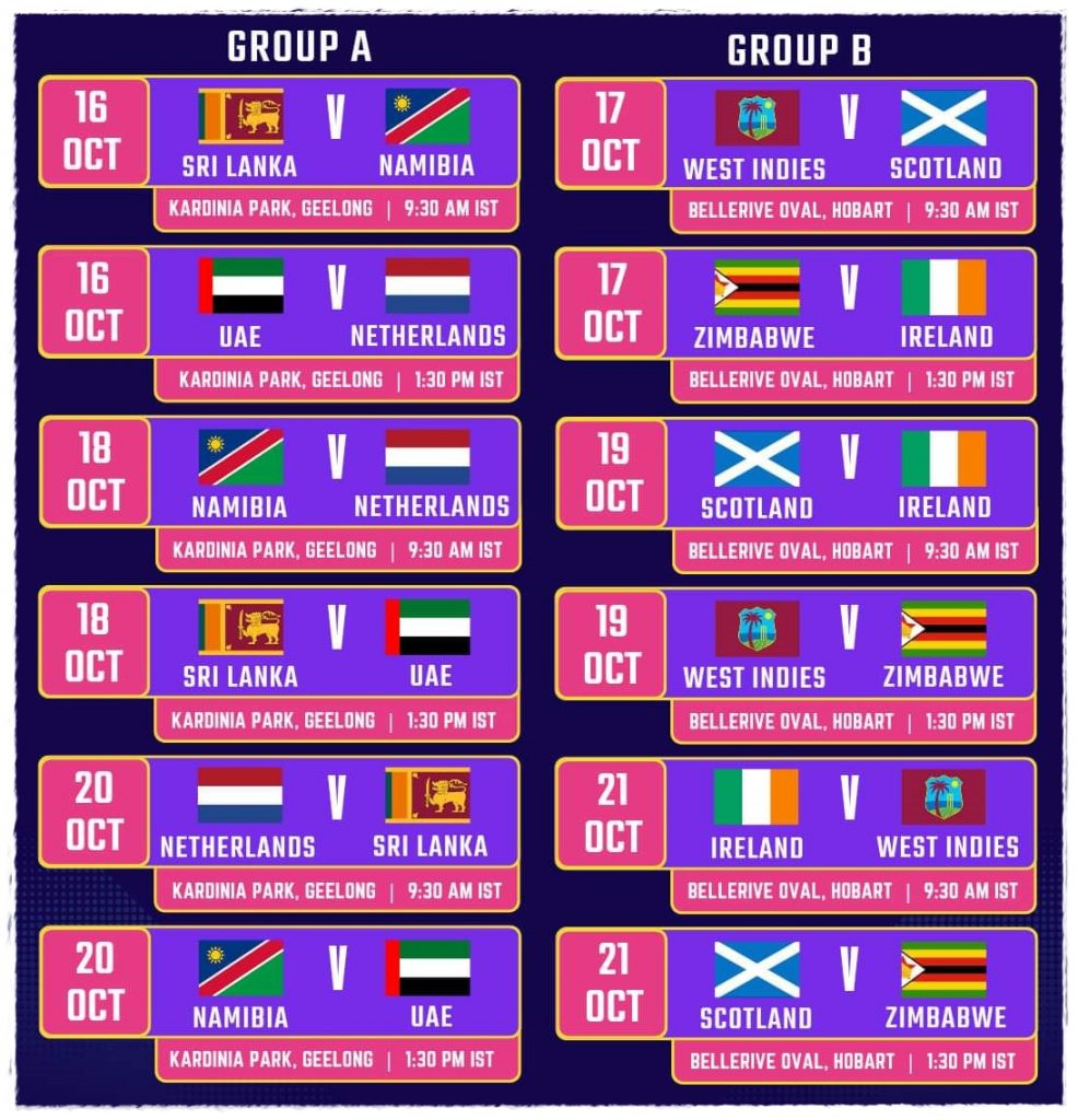 icc t20 world cup round one schedule
